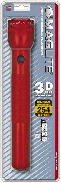 Mag-Lite - Krypton Bulb, 45 Lumens, Industrial/Tactical Flashlight - Red Aluminum Body, 3 D Batteries Not Included - Benchmark Tooling