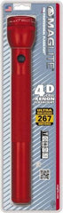 Mag-Lite - Krypton Bulb, 98 Lumens, Industrial/Tactical Flashlight - Red Aluminum Body, 4 D Batteries Not Included - Benchmark Tooling