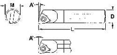 0.23″ Min Bore, Indexable Boring Bar 2-1/2″ OAL, 3/16″ Shank Diam, 5° Lead Angle, Uses WCGT 0