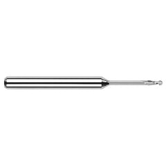 ‎0.03″ Dia. × 1/8″ Shank × 0.09″ DOC × 1-1/2″ OAL, Carbide Uncoated, Standard , 2 Flute, Ballnose End Mill - Exact Industrial Supply