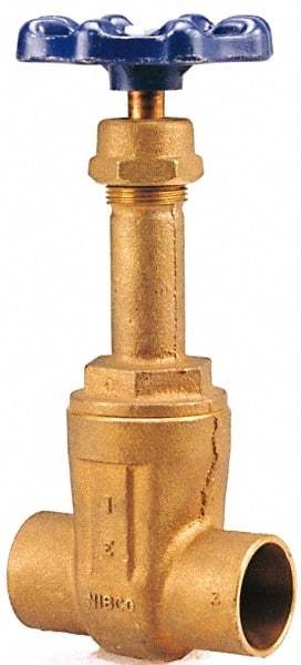 NIBCO - Class 125, Soldered Bronze Solid Wedge Rising Stem Gate Valve - 200 WOG, 125 WSP, Screw-In Bonnet - Benchmark Tooling