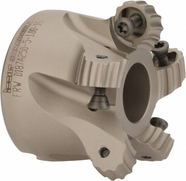 Iscar - 1.87" Cut Diam, 0.315" Max Depth, 1" Arbor Hole, 5 Inserts, RC.. 1607 Insert Style, Indexable Copy Face Mill - FRW Cutter Style, 1-3/4 High, Through Coolant, Series MillShred - Benchmark Tooling