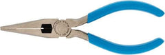 Channellock - 6" OAL, 2-5/64" Jaw Length x 3/4" Jaw Width, Long Nose Side Cutting Pliers - Crosshatch Jaw, Standard Head, Plastic Dipped Handles - Benchmark Tooling