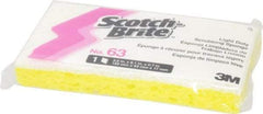 3M - 6.1" Long x 3.6" Wide x 0.7" Thick Scouring Sponge - Light-Duty, Yellow/White - Benchmark Tooling