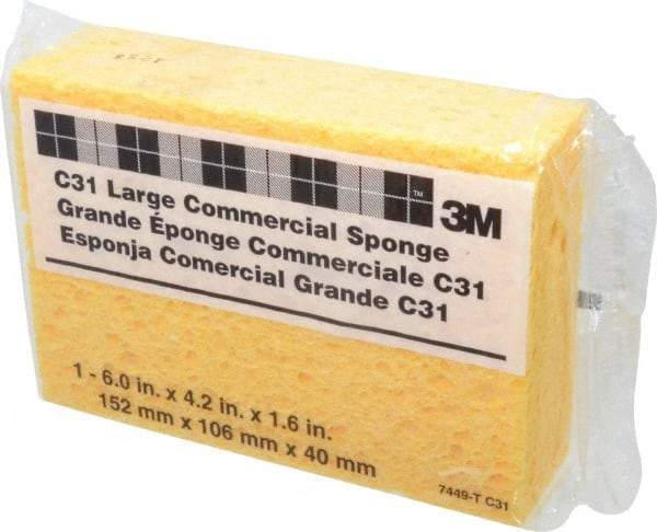 3M - 6" Long x 4-1/4" Wide x 1-5/8" Thick Cleansing Pad - Heavy-Duty, Yellow - Benchmark Tooling