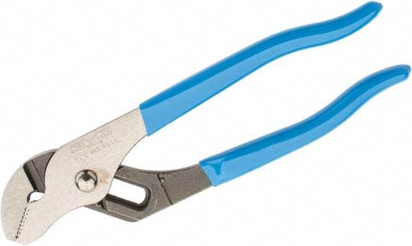 Channellock - 6-1/2" OAL, 7/8" Max Capacity, 5 Position Gooseneck Tongue & Groove Pliers - Straight Jaws, Plastic Dipped Handles - Benchmark Tooling