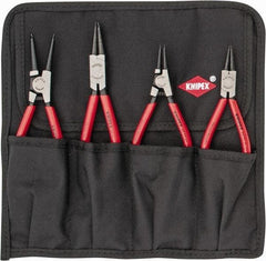 Knipex - 4 Piece, 1/2 to 2-1/2" Bore, 3/8 to 2-1/2" Shaft, Internal/External Retaining Ring Pliers Set - 0.053 to 0.07" Tip Diam Range - Benchmark Tooling