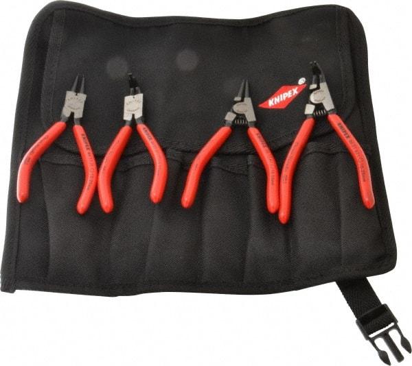 Knipex - 4 Piece, 1/2 to 1" Bore, 3/8 to 1" Shaft, Internal/External Retaining Ring Pliers Set - 0.051 to 0.053" Tip Diam Range - Benchmark Tooling