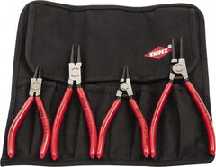 Knipex - 4 Piece, 5/16 to 2-1/2" Bore, 1/8 to 2-1/2" Shaft, Internal/External Retaining Ring Pliers Set - 0.035 to 0.07" Tip Diam Range - Benchmark Tooling