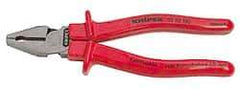 Knipex - 8" OAL, 1-1/2" Jaw Length x 1" Jaw Width, Side Cutting Pliers - Serrated Pipe Jaw, Flat Nose Head, Ergonomic Handles - Benchmark Tooling