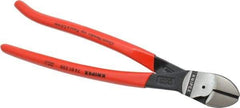 Knipex - 10" OAL, 9/64" Capacity, Diagonal Cutter - 1-1/8" Jaw Length x 1-1/8" Jaw Width, Oval Head, Plastic Coated Handle - Benchmark Tooling