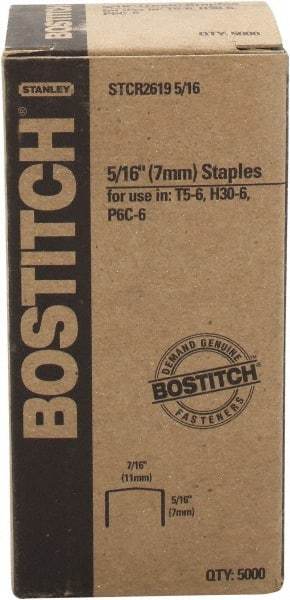 Stanley Bostitch - 1/4" Long x 7/16" Wide, 24 Gauge Crowned Construction Staple - Steel, Chisel Point - Benchmark Tooling