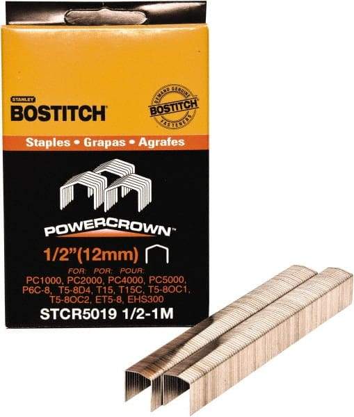 Stanley Bostitch - 1/2" Long x 7/16" Wide, 24 Gauge Crowned Construction Staple - Steel, Chisel Point - Benchmark Tooling