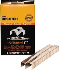 Stanley Bostitch - 1/2" Long x 7/16" Wide, 24 Gauge Crowned Construction Staple - Steel, Chisel Point - Benchmark Tooling