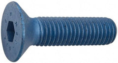 Metric Blue - M4x0.70 Metric Coarse Hex Socket Drive, 90° Flat Screw - Grade 10.9 Alloy Steel, Metric Blue Finish, Fully Threaded, 30mm OAL - Benchmark Tooling