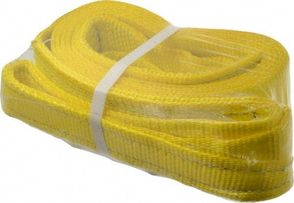 Lift-All - 12' Long x 3" Wide, 4,800 Lb Vertical Capacity, 1 Ply, Polyester Web Sling - 3,800 Lb Choker Capacity, Yellow - Benchmark Tooling