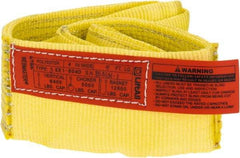 Lift-All - 4' Long x 4" Wide, 6,400 Lb Vertical Capacity, 1 Ply, Polyester Web Sling - 5,000 Lb Choker Capacity, Yellow - Benchmark Tooling