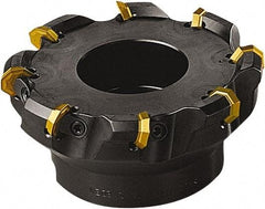 Seco - 6.77" Cut Diam, 2" Arbor Hole, 0.197" Max Depth of Cut, 43° Indexable Chamfer & Angle Face Mill - 10 Inserts, OFE. 070405 Insert, Right Hand Cut, 10 Flutes, Series R235.15 - Benchmark Tooling