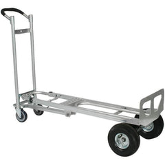 Wesco Industrial Products - 750 Lb Capacity 52" OAH 3 Position Hand Truck - 12 x 51" Base Plate, Continuous Handle, Aluminum, Full Pneumatic Wheels - Benchmark Tooling