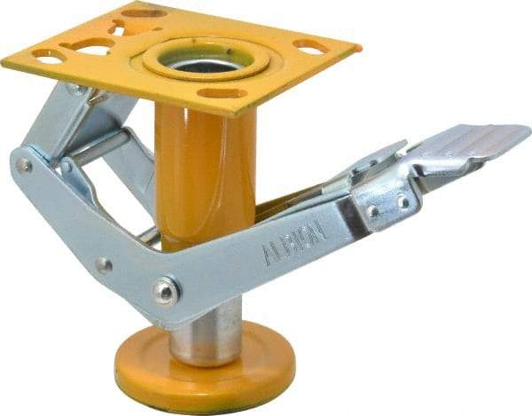Albion - 7-1/4" Mounting Height, Position Floor Lock for 6" Diam Caster Wheels - 1-1/2" Retracted Clearance - Benchmark Tooling