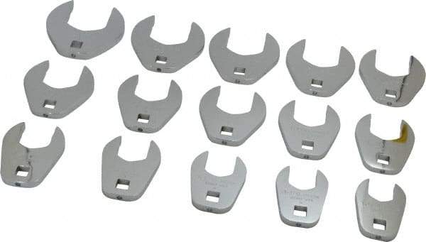 Proto - 15 Piece 1/2" Drive Open End Crowfoot Wrench Set - 1-1/16 to 2", with Clip Rail - Benchmark Tooling