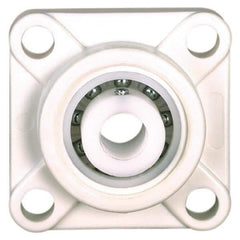 Made in USA - 3-25/64" OAL x 1-3/32" OAH Mounted Bearing/Pillow Block - 78 Lb Dyn Cap, Polyester - Benchmark Tooling