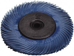 3M - 6" Diam, 7/16" Max Face Width, Plain Hole Radial Bristle Brush - 400 Grit, Super Fine Grade, 10,000 Max RPM, Blue - Benchmark Tooling