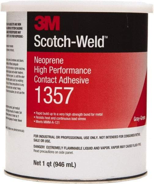 3M - 1 Qt Can Green Contact Adhesive - 1357 1QT HIGH PERFRMNC SCOTCHGRIP CONTACT ADHESV - Benchmark Tooling