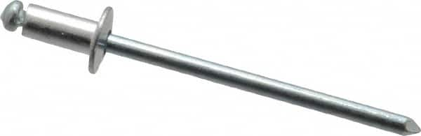 RivetKing - Size 42 Dome Head Aluminum Open End Blind Rivet - Steel Mandrel, 0.063" to 1/8" Grip, 1/4" Head Diam, 0.129" to 0.133" Hole Diam, 0.275" Length Under Head, 1/8" Body Diam - Benchmark Tooling