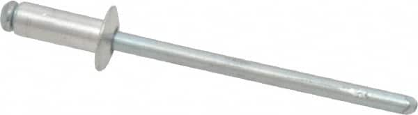 RivetKing - Size 43 Dome Head Aluminum Open End Blind Rivet - Steel Mandrel, 0.126" to 0.187" Grip, 1/4" Head Diam, 0.129" to 0.133" Hole Diam, 0.337" Length Under Head, 1/8" Body Diam - Benchmark Tooling