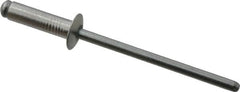 RivetKing - Size 45 Dome Head Aluminum Open End Blind Rivet - Steel Mandrel, 0.251" to 0.312" Grip, 1/4" Head Diam, 0.129" to 0.133" Hole Diam, 0.462" Length Under Head, 1/8" Body Diam - Benchmark Tooling