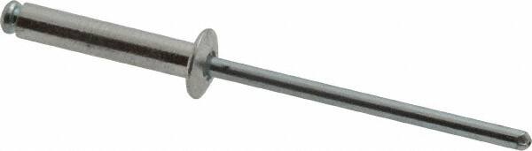 RivetKing - Size 48 Dome Head Aluminum Open End Blind Rivet - Steel Mandrel, 0.376" to 1/2" Grip, 1/4" Head Diam, 0.129" to 0.133" Hole Diam, 0.65" Length Under Head, 1/8" Body Diam - Benchmark Tooling