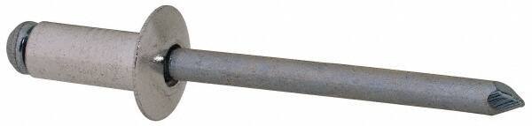 RivetKing - Size 64 Dome Head Aluminum Open End Blind Rivet - Steel Mandrel, 0.188" to 1/4" Grip, 3/8" Head Diam, 0.192" to 0.196" Hole Diam, 0.45" Length Under Head, 3/16" Body Diam - Benchmark Tooling