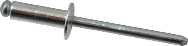 RivetKing - Size 66 Dome Head Aluminum Open End Blind Rivet - Steel Mandrel, 0.251" to 3/8" Grip, 3/8" Head Diam, 0.192" to 0.196" Hole Diam, 0.575" Length Under Head, 3/16" Body Diam - Benchmark Tooling