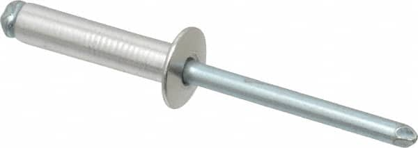 RivetKing - Size 610 Dome Head Aluminum Open End Blind Rivet - Steel Mandrel, 0.501" to 5/8" Grip, 3/8" Head Diam, 0.192" to 0.196" Hole Diam, 0.825" Length Under Head, 3/16" Body Diam - Benchmark Tooling