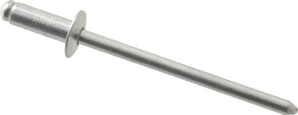 RivetKing - Size 43 Dome Head Aluminum Open End Blind Rivet - Aluminum Mandrel, 0.126" to 0.187" Grip, 1/4" Head Diam, 0.129" to 0.133" Hole Diam, 0.337" Length Under Head, 1/8" Body Diam - Benchmark Tooling