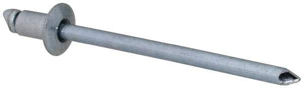 RivetKing - Size 41 Dome Head Steel Open End Blind Rivet - Steel Mandrel, 0.02" to 0.062" Grip, 1/4" Head Diam, 0.129" to 0.133" Hole Diam, 0.212" Length Under Head, 1/8" Body Diam - Benchmark Tooling