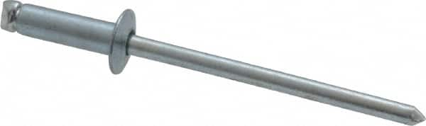 RivetKing - Size 44 Dome Head Steel Open End Blind Rivet - Steel Mandrel, 0.188" to 1/4" Grip, 1/4" Head Diam, 0.129" to 0.133" Hole Diam, 0.4" Length Under Head, 1/8" Body Diam - Benchmark Tooling