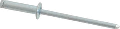 RivetKing - Size 46 Dome Head Steel Open End Blind Rivet - Steel Mandrel, 0.313" to 3/8" Grip, 1/4" Head Diam, 0.129" to 0.133" Hole Diam, 0.525" Length Under Head, 1/8" Body Diam - Benchmark Tooling