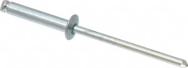 RivetKing - Size 48 Dome Head Steel Open End Blind Rivet - Steel Mandrel, 0.376" to 1/2" Grip, 1/4" Head Diam, 0.129" to 0.133" Hole Diam, 0.65" Length Under Head, 1/8" Body Diam - Benchmark Tooling