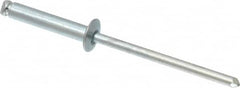 RivetKing - Size 48 Dome Head Steel Open End Blind Rivet - Steel Mandrel, 0.376" to 1/2" Grip, 1/4" Head Diam, 0.129" to 0.133" Hole Diam, 0.65" Length Under Head, 1/8" Body Diam - Benchmark Tooling