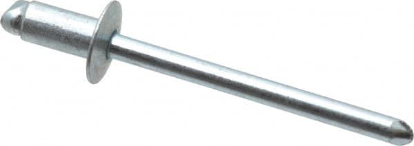 RivetKing - Size 52 Dome Head Steel Open End Blind Rivet - Steel Mandrel, 0.02" to 1/8" Grip, 0.312" Head Diam, 0.16" to 0.164" Hole Diam, 0.3" Length Under Head, 5/32" Body Diam - Benchmark Tooling