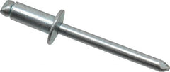 RivetKing - Size 64 Dome Head Steel Open End Blind Rivet - Steel Mandrel, 0.188" to 1/4" Grip, 3/8" Head Diam, 0.192" to 0.196" Hole Diam, 0.45" Length Under Head, 3/16" Body Diam - Benchmark Tooling