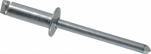 RivetKing - Size 66 Dome Head Steel Open End Blind Rivet - Steel Mandrel, 0.251" to 3/8" Grip, 3/8" Head Diam, 0.192" to 0.196" Hole Diam, 0.575" Length Under Head, 3/16" Body Diam - Benchmark Tooling