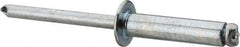 RivetKing - Size 610 Dome Head Steel Open End Blind Rivet - Steel Mandrel, 0.501" to 5/8" Grip, 3/8" Head Diam, 0.192" to 0.196" Hole Diam, 0.825" Length Under Head, 3/16" Body Diam - Benchmark Tooling