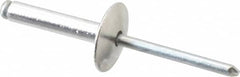 RivetKing - Size 612 Large Flange Dome Head Aluminum Open End Blind Rivet - Steel Mandrel, 0.626" to 3/4" Grip, 5/8" Head Diam, 0.192" to 0.196" Hole Diam, 0.95" Length Under Head, 3/16" Body Diam - Benchmark Tooling