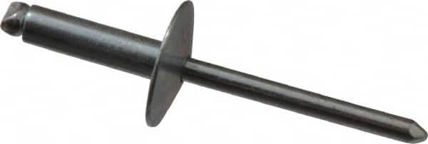 RivetKing - Size 68 Large Flange Dome Head Steel Open End Blind Rivet - Steel Mandrel, 0.376" to 1/2" Grip, 5/8" Head Diam, 0.192" to 0.196" Hole Diam, 0.7" Length Under Head, 3/16" Body Diam - Benchmark Tooling