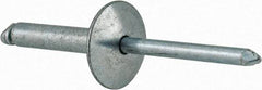 RivetKing - Size 612 Large Flange Dome Head Steel Open End Blind Rivet - Steel Mandrel, 0.626" to 3/4" Grip, 5/8" Head Diam, 0.192" to 0.196" Hole Diam, 0.95" Length Under Head, 3/16" Body Diam - Benchmark Tooling