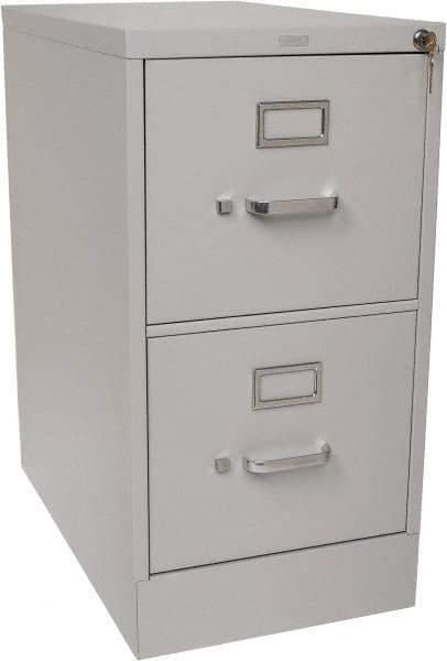 Hon - 15" Wide x 29" High x 25" Deep, 2 Drawer Vertical File with Lock - Steel, Light Gray - Benchmark Tooling