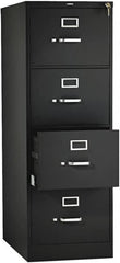 Hon - 18-1/4, 25" Wide x 52" High x 25" Deep, 4 Drawer Vertical File with Lock - Steel, Black - Benchmark Tooling